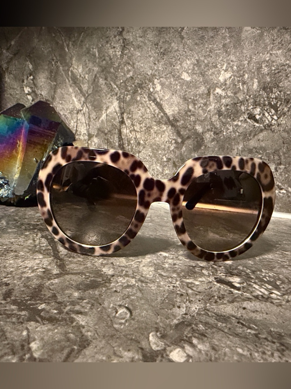 Dolce & Gabbana Leopard Print Round Women's Sunglasses